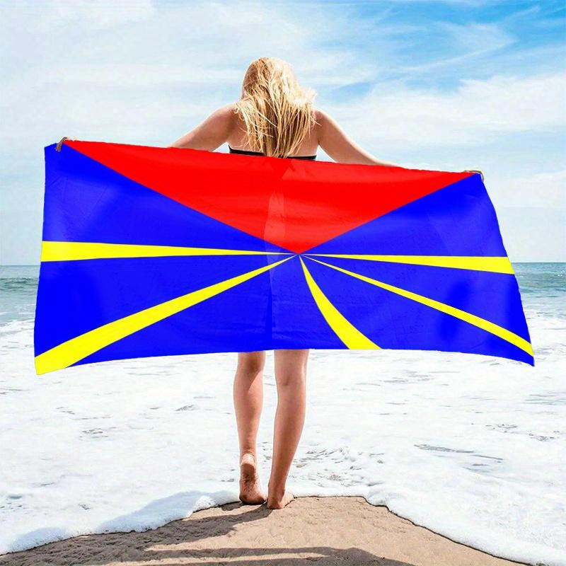 

Reunion Island Flag Large Outdoor Beach Towel, Super Absorbent for Travel Swimming Camping Surfing W30*H60(CM)