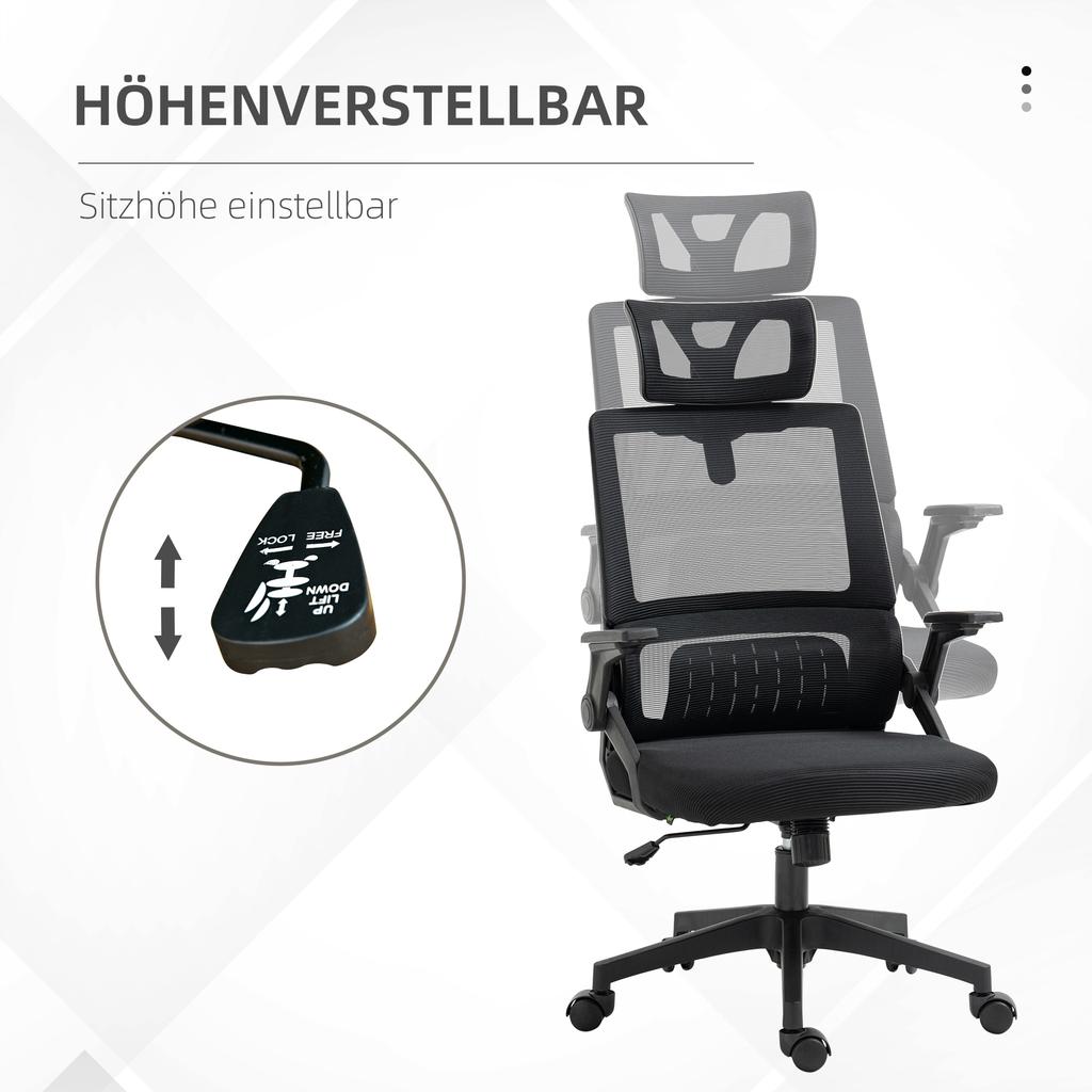 Office Chair Desk Chair Office Chair, height-adjustable, 1 headrest, 60 x 61 x 121.5 cm, Black