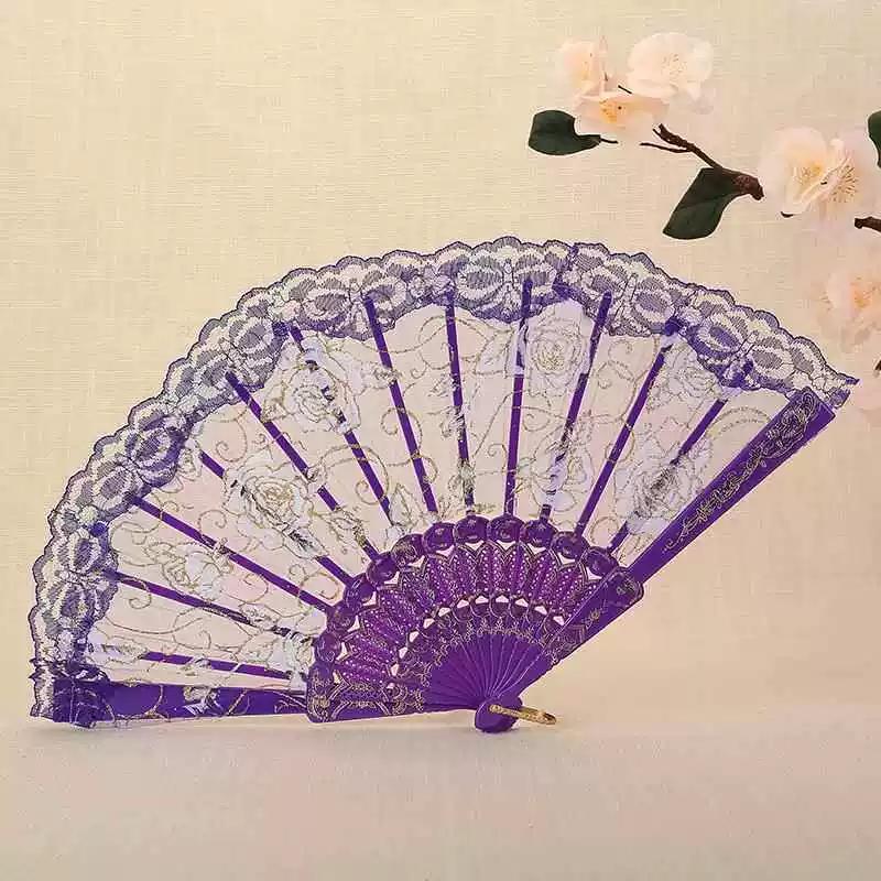 New Style Rose Lace Women's Folding Fan, Dance Fan, High-End Women's Fan, Gift Fan for Weddings