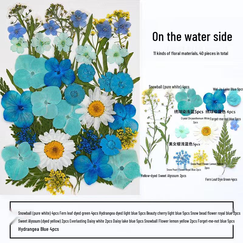 DIY Handmade Dried Flower Embossed Wall Clock with Wood Grain Border