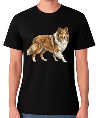 Rough Collie Dog T-Shirt Realistic Collie Breed Pet Lover Graphic Unisex Tee