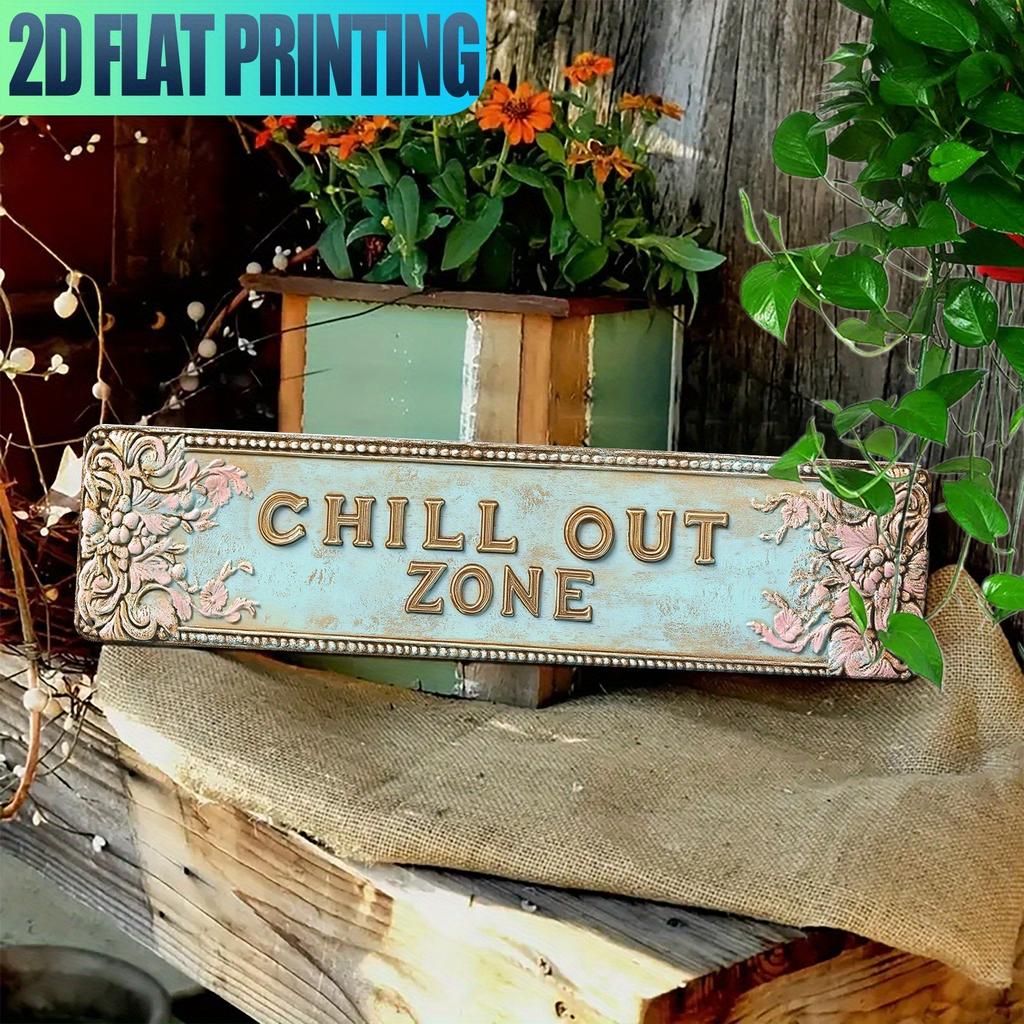 Customizable Rustic Aluminum Wall Plaque Leisure Area Sign Indoor Outdoor Cafe Garage Porch Decor 40x10cm