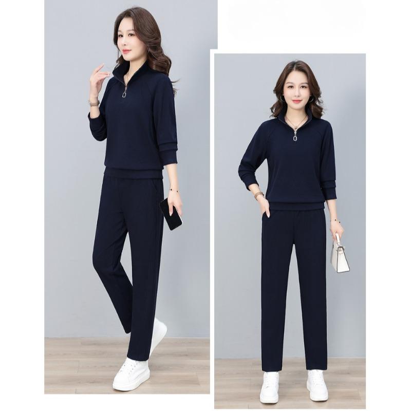 Fashion Stand Collar Half Cardigan Zipper Sport Suit for Women Spring Autumn Casual Sports Outfit Tracksuit for Ladies