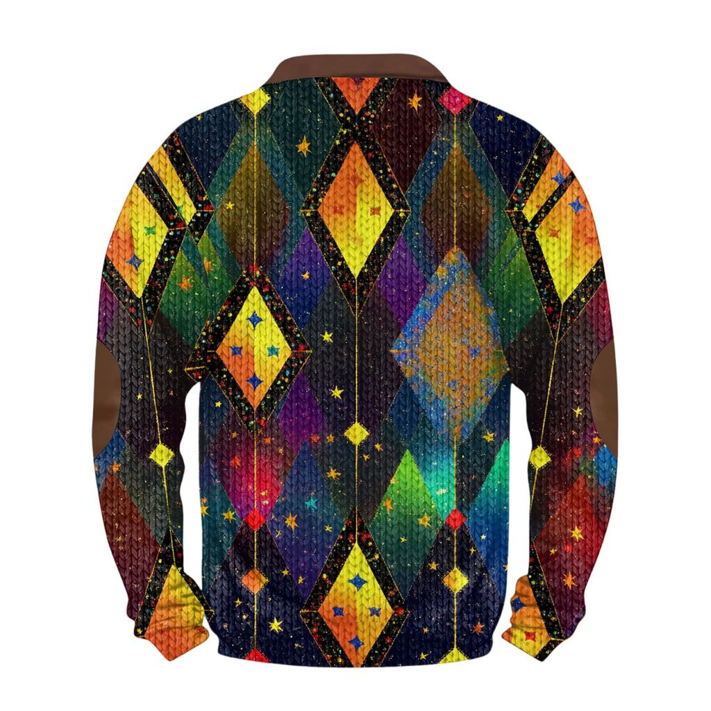 Pánský vánoční svetr Mikiny na zip Vintage pletený Grafická mikina Karnevalový Stojáček Pulovr