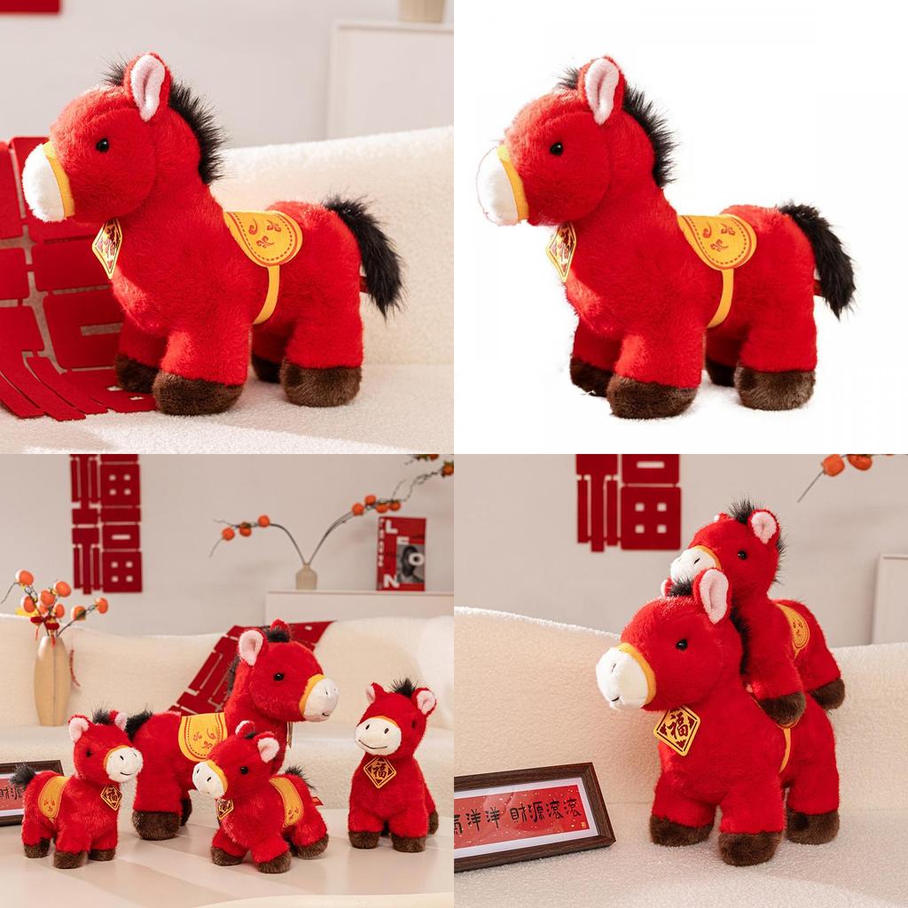 Traditional Horse Plush Toy With Pp Cotton Filling For Lunar New Year Gift And Celebration