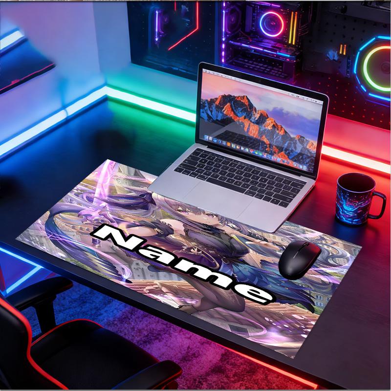 Custom Name Personalized Genshin Impact Pattern Mousepad, Laptop PC Desk Mat, Decorative Desk Mat for Home Keyboard Pad Gift