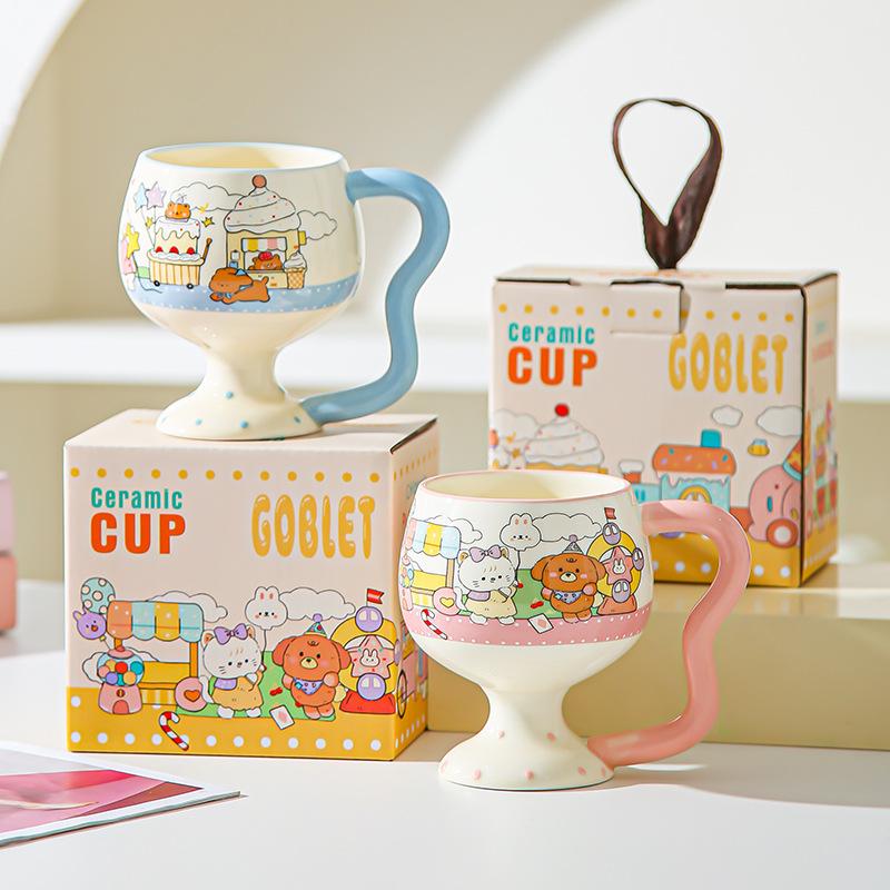 Mug Cute Cartoon Tall Ceramic Cup Couple Water Cup Women's Home Office Coffee Milk Cup Children
