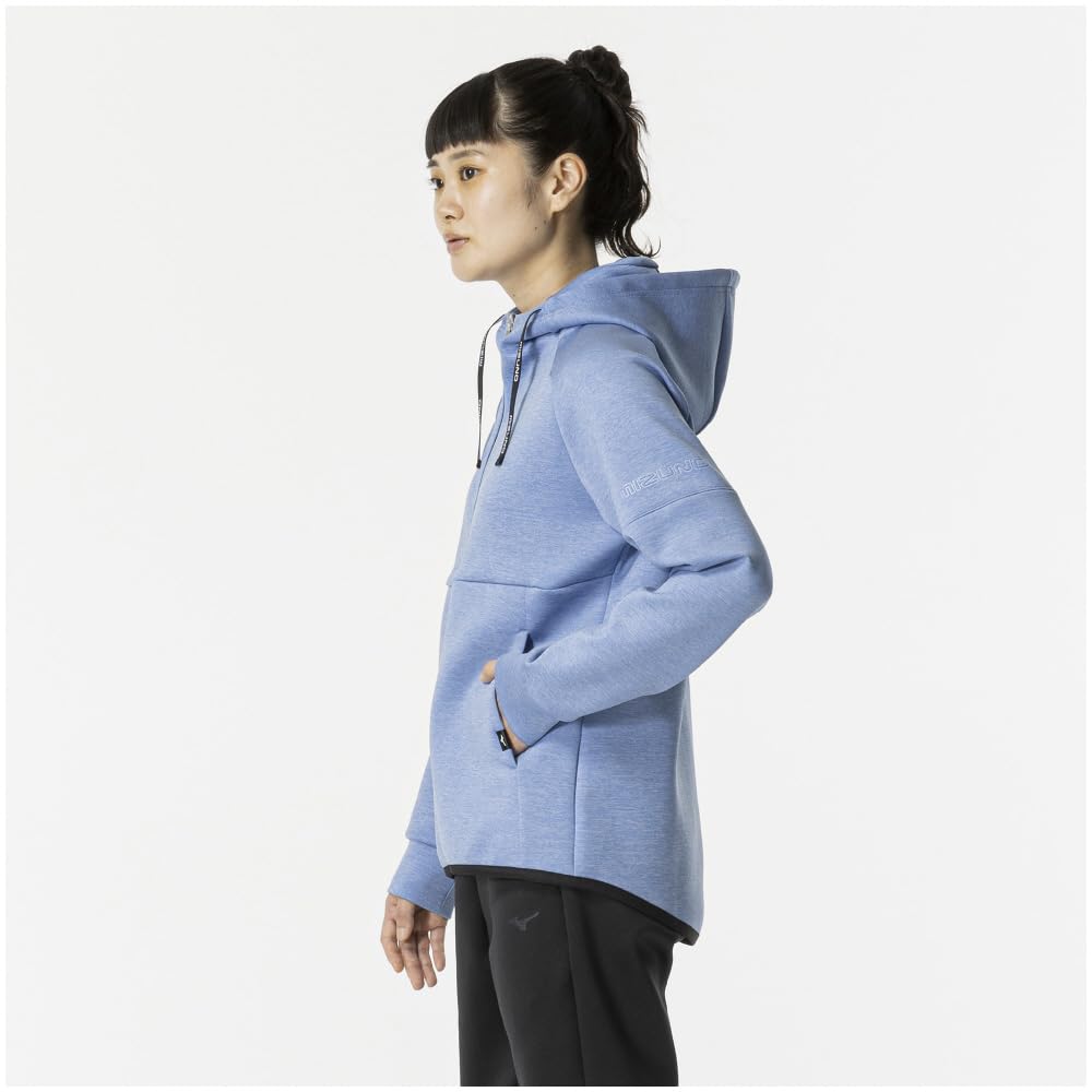 Mizuno Training Wear Stretch Sweat Hoodie for Easy Parisian Blue Size XL Movement, 32MCA330, Heather,