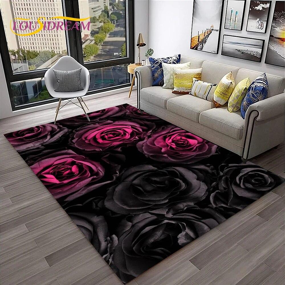 

Rose Love Flowers Daisy Nordic Carpet Килимок для дому Вітальня Спальня Диван Придверний килимок Декор, дитячий ігровий килимок Нековзкий килимок 40x60cm