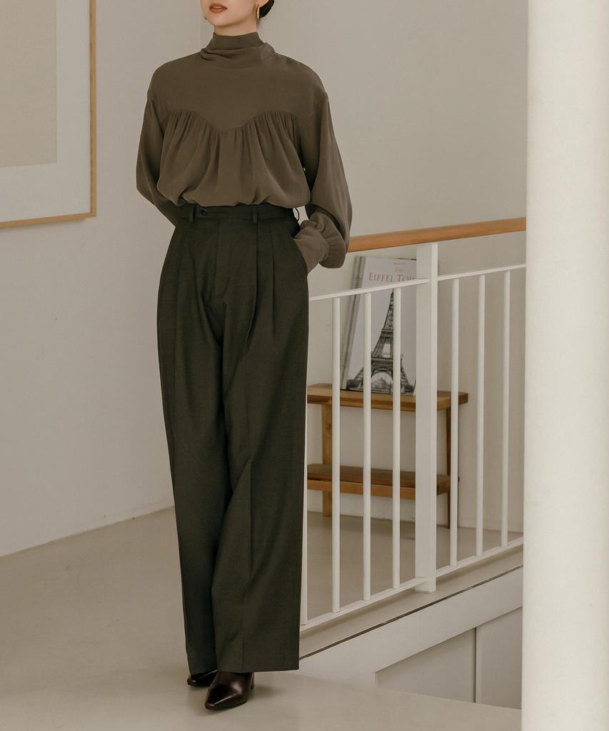 Meibeoyu Flat Pintuck Slacks _ Gray