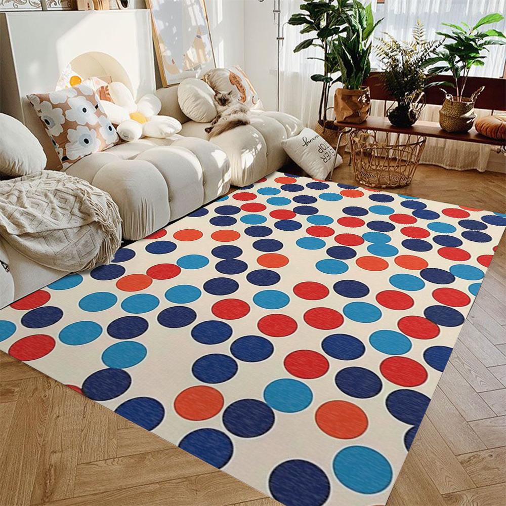 Polka Dot Area Rug Colorful Art Deco Chenille Floor Carpet Carpet for Dinning Room Living Room Bedroom Farmhouse Non Slip Mat