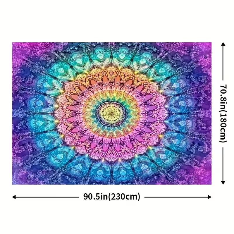 

2D Vibrant Rainbow Mandala Tapestry Hippie Bohemian Living Room Background 47.2x31.5inch/120*80cm