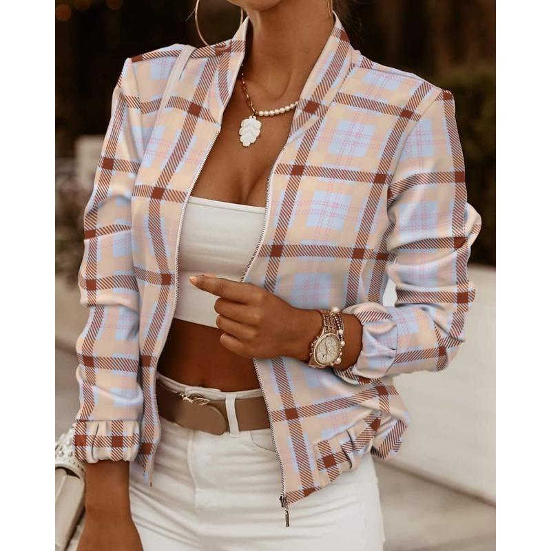 QICED Women's Vintage Casual Autumn Winter Long Sleeve POLO Neck Jackets & Coats