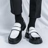 Men's loafers British style business dress glossy leather shoes platform casual one-pedal big head men's shoes large size 46