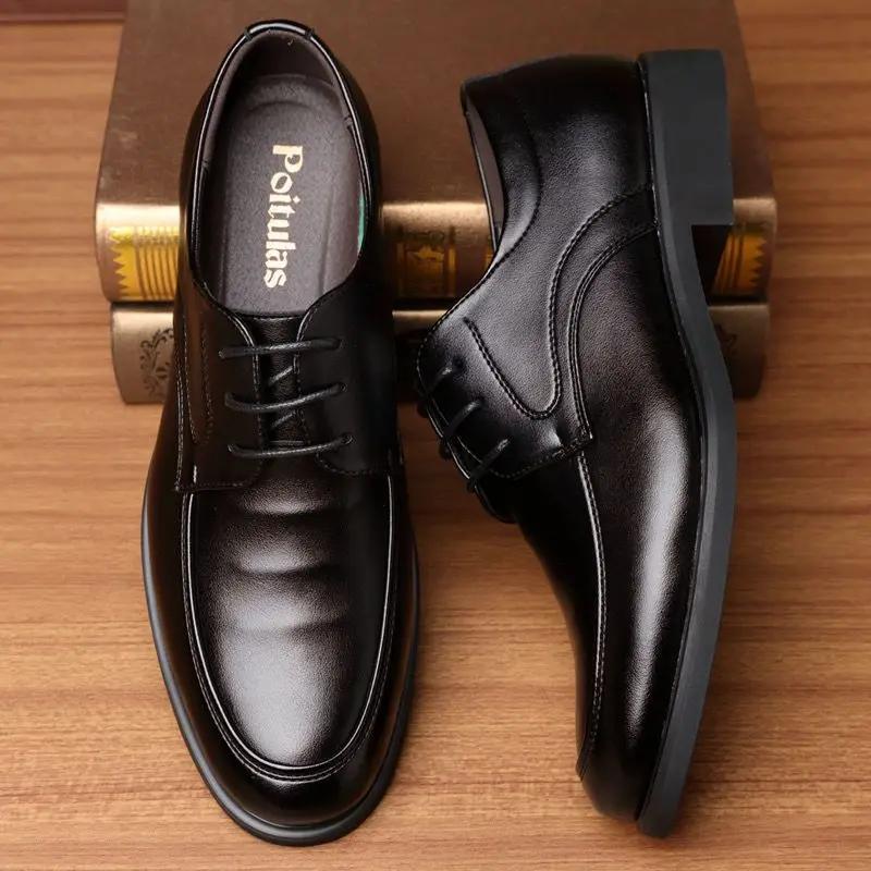 Fashion Lace Up Round Toe Male Casual Shoe Office Cowhide Social 2024 Trend New In Men's Leather Shoes Low Price Shipping Free Delivery