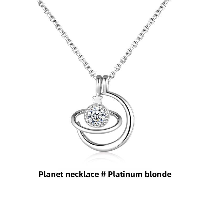 

Planet Necklace Women s Sterling Silver Rose Gold Internet Celebrity Collarbone Chain 925 Silver белого золота