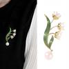 Minimalist Lily of the Valley Brooch High Quality Pearl Enamel Flower Pin Elegant Design for Blazer Suit Accessories