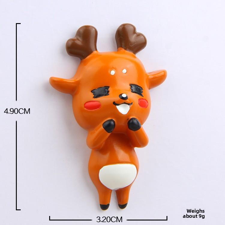 Cute Cartoon Reading Drinking Tea Eating Food Deer Magnetic Decor Refrigerator