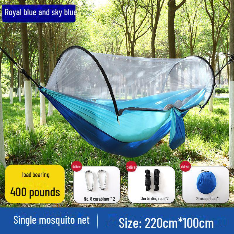 """Schnellöffnende Mückendichte Outdoor-Hängematte mit Netz - Einzel-/Doppel-, Kippsicher, Nylon"""