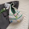 Fashi Knit Beach Bag for Women Large Capacity Summer Tote with 3D Floral Decor Girls Casual Shoulder Handbag Travel Bags