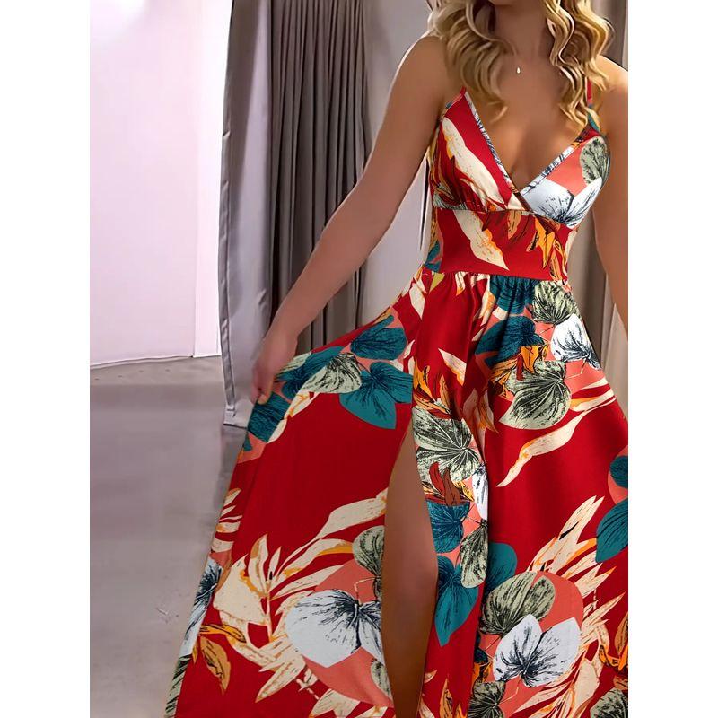 European and American Dress Slimming Solid Sling Trailing Banquet Yellow Formal Dress Women Dress