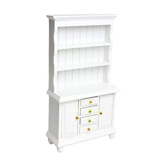 Miniature Furniture Dollhouse Wooden Dining/Kitchen Miniature Cupboard (White)