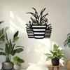 Three Potted Plants Metal Wall Art Black White Design Living Room Bedroom Home Office Minimalist Gift Plant Lovers Christmas Mothers Day