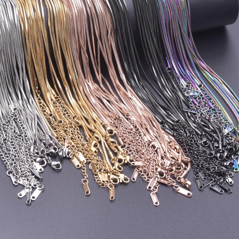 1/5/10pcs Wholesale 40+5cm Square Snake Chain Jewelry On The Neck Decor Stainless Steel Necklaces For Women Men Accessories Gift