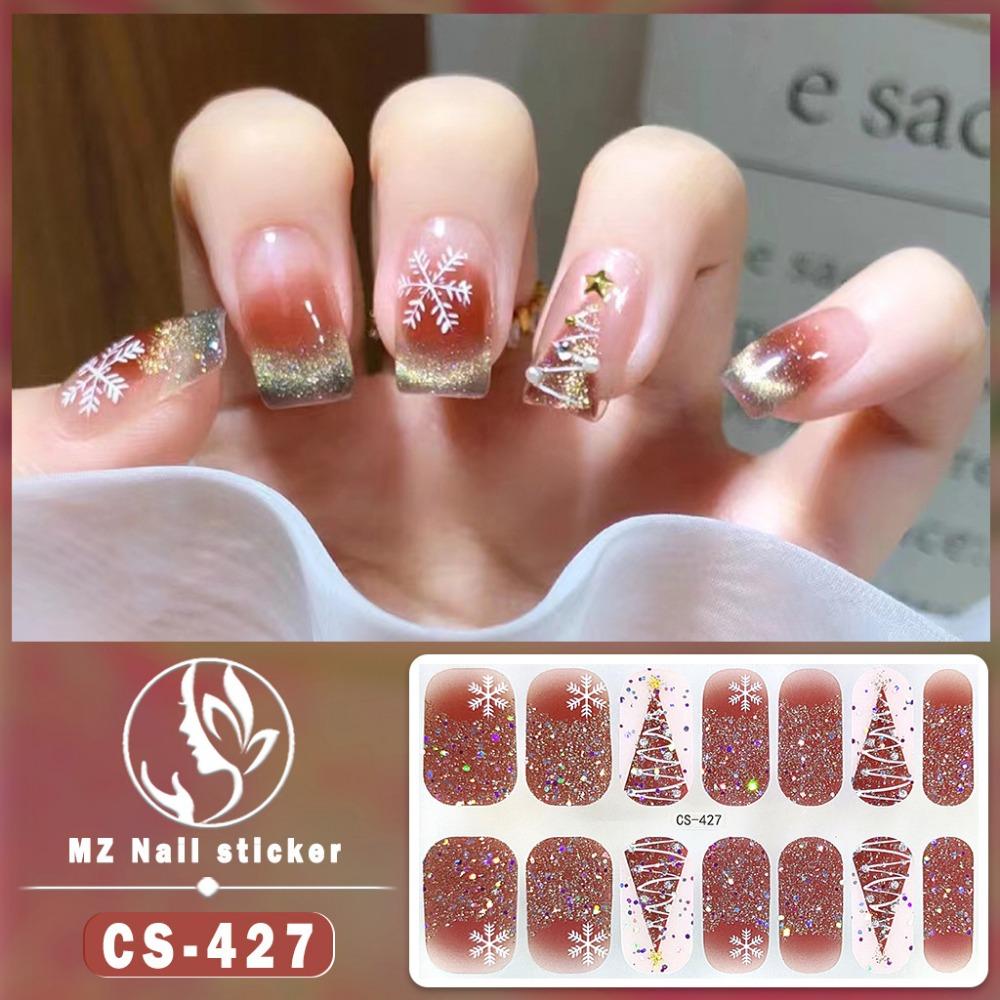 Christmas Waterproof No-bake Gel Nail Polish Film Full Sticker European and American Style Nail Film Sticker Nail Film Sticker