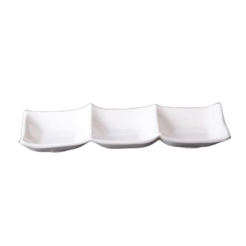 Qianxing A8 White Melamine 3-Compartment Serving Dish Set
