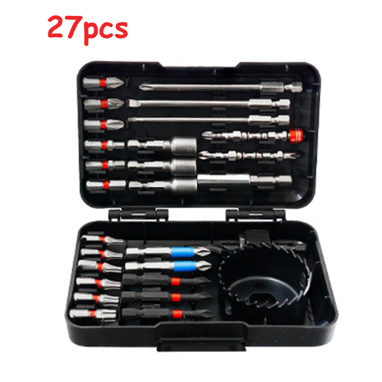 

Набор сверл 27/35/39 шт. Биты для ударного шуруповерта и набор отверток для закручивания шурупов и сверления дерева, металла, цемента с хранением