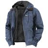 European And American Cross-Border E-Commerce Exclusive Solid Color Hooded Cotton Jacket Casual Men'S Fleece-Lined Zipper Pocket Jacket Coat