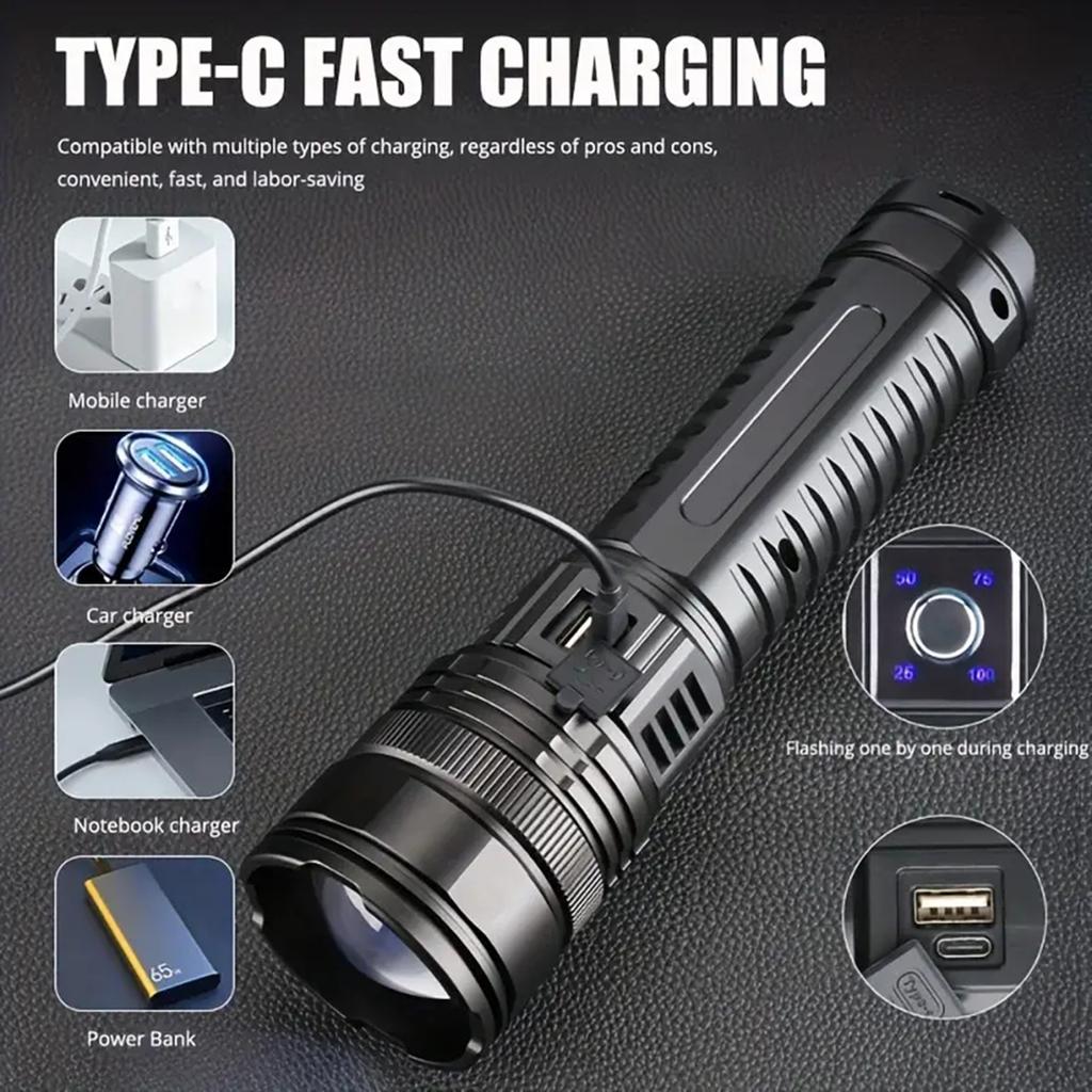 1PC powerful LED flashlight, tactical flash, remote spotlight, portable flashlight emergency light