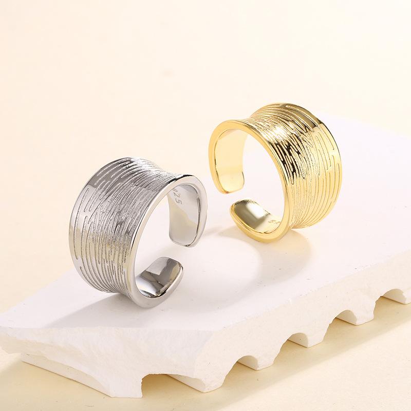925 Sterling Silver Luxury Jewelry Ladies Wide Line Engagement Rings For Women Accessories Wholesale Vintage Jewellery