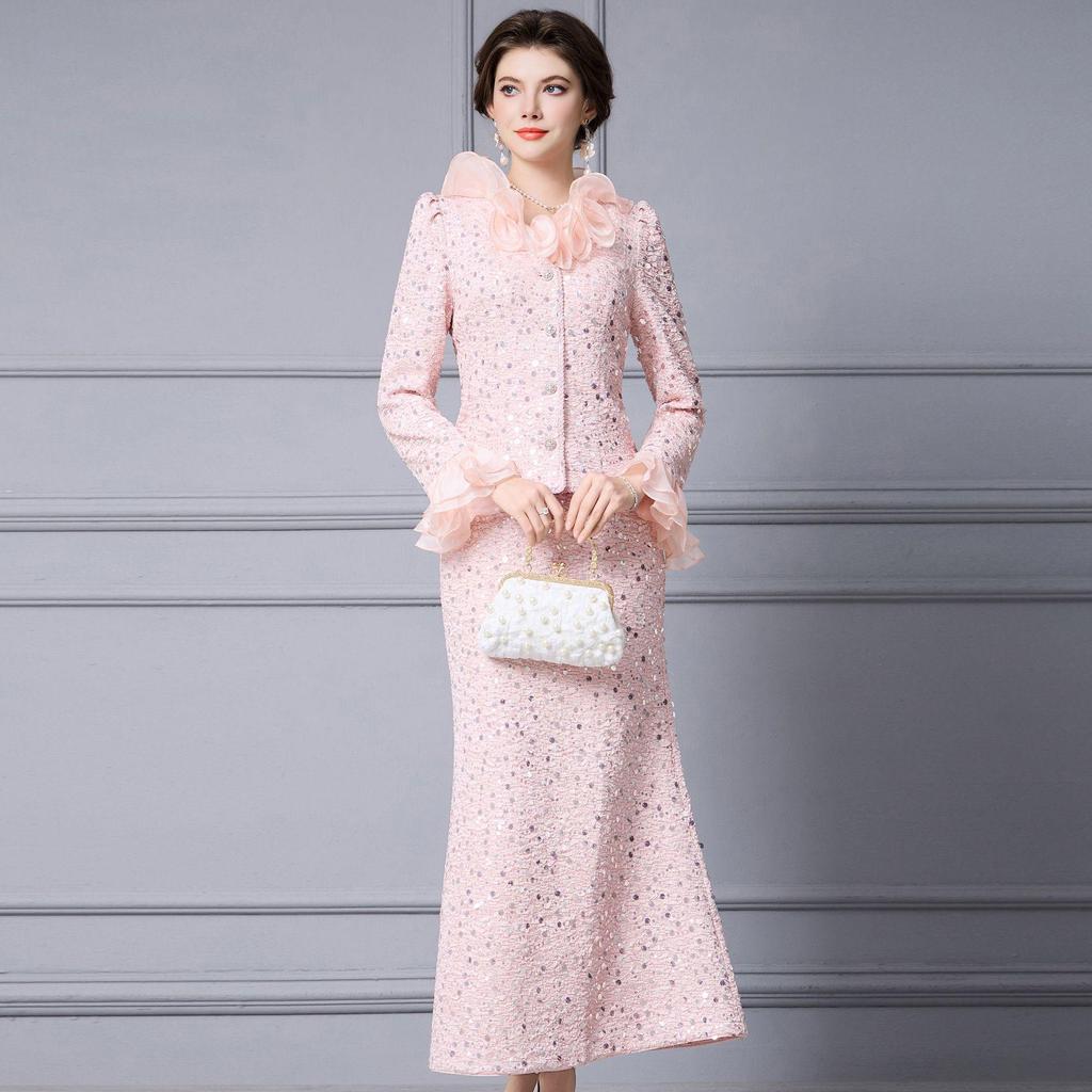 Zhi Li 2026 Women's Chic Woolen Coat & Fishtail Skirt Set