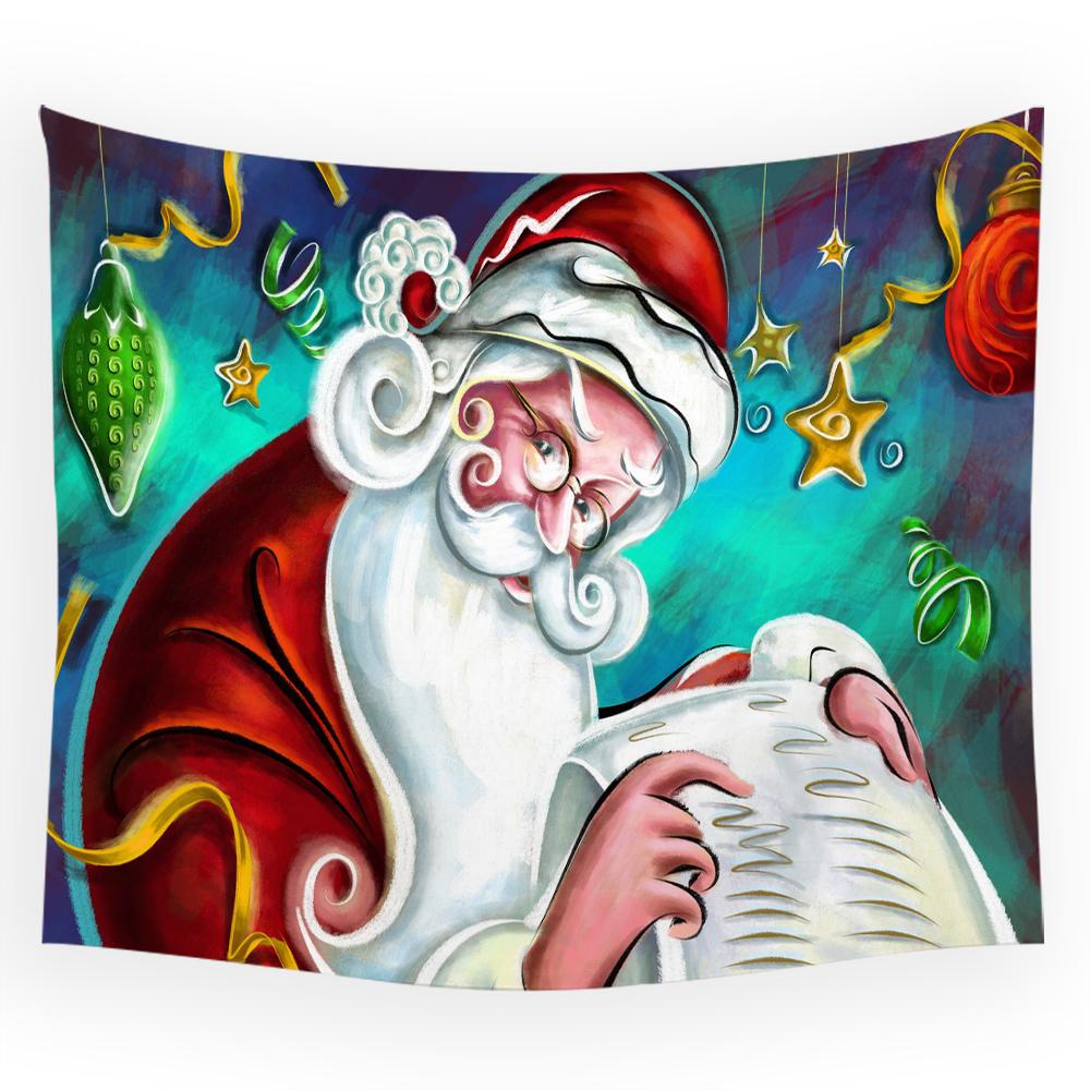 Cartoon Santa Claus Christmas Decoration Printing Pattern Tapestry Home Bedroom Living Room Wall Decoration Tapestry