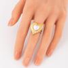 Heart-shaped Titanium Steel Pearl Open Ring with Vacuum Electroplating Finish