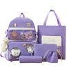 School bag backpack female primary school students cute school bag five-piece set high value large capacity junior high school leisure backpack
