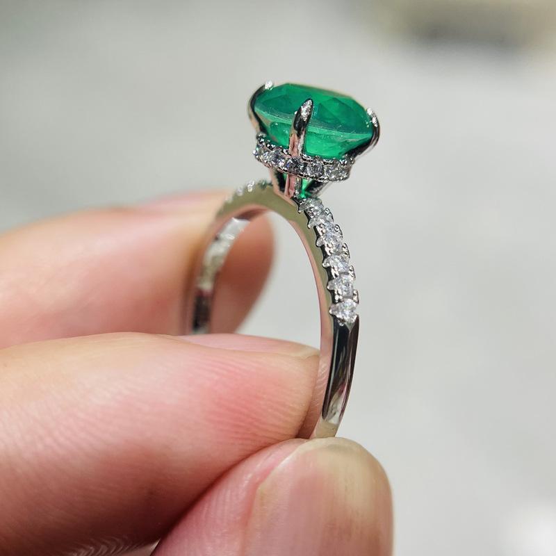 Gold Ring for Women Natural 1 Carat Emerald with Diamond Fiine Jewelry Anillos De Bizuteria Anillos Mujer Gemstone Rings Box