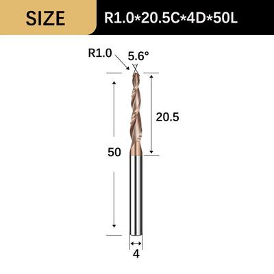 1 Pz Frese coniche per legno e metallo HRC55 Acciaio al tungsteno Frese coniche a naso sferico Frese per incisione a spirale coniche a naso sferico