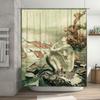 Vintage Mermaid Shower Curtain with Fish Design Waterproof Fabric Decor for Bathroom