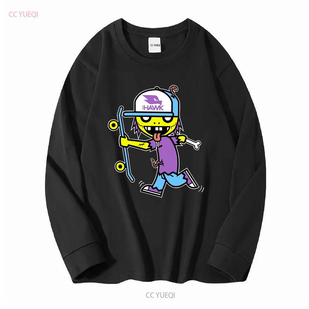 Tony Hawk Zombie Skateboarding T-shirt Blå Skjorta Ungdom Medium Polyester vintage Tvättad Mångsidig Topp För Vardagsbruk