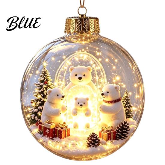 LED Hängende Weihnachtskugeln Beleuchtete Kugeln, 3D Miniatur Szene mit Warmen LED Winterdekorationen Licht, Klare Acryl Kugel Dekoration
