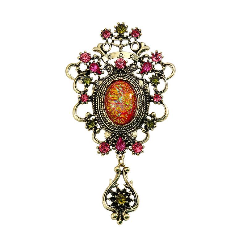 Vintage Palace Style Pendant Round Brooches For Women Lady'S Clothes Brooch Pins Gifts