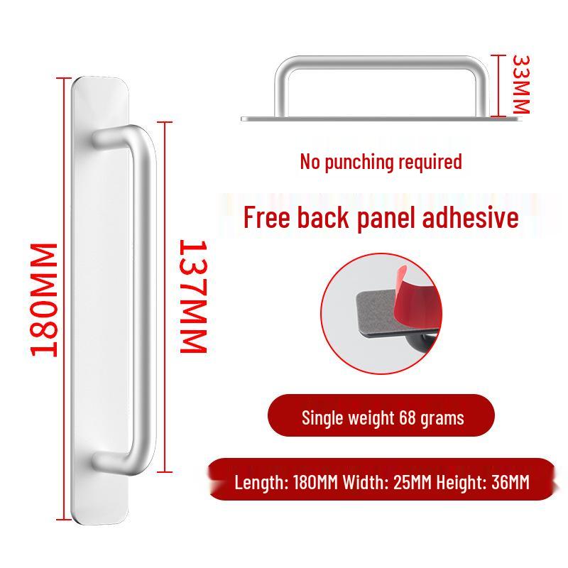 Aluminum Alloy No-Drill Door Handle for Glass, Window, Balcony, Sliding, and Cabinet Doors