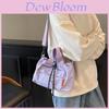Fashion Color Blocking Design Neutral Drawstring Canvas Shoulder Crossbody Bag For Casual Girls Daily Use