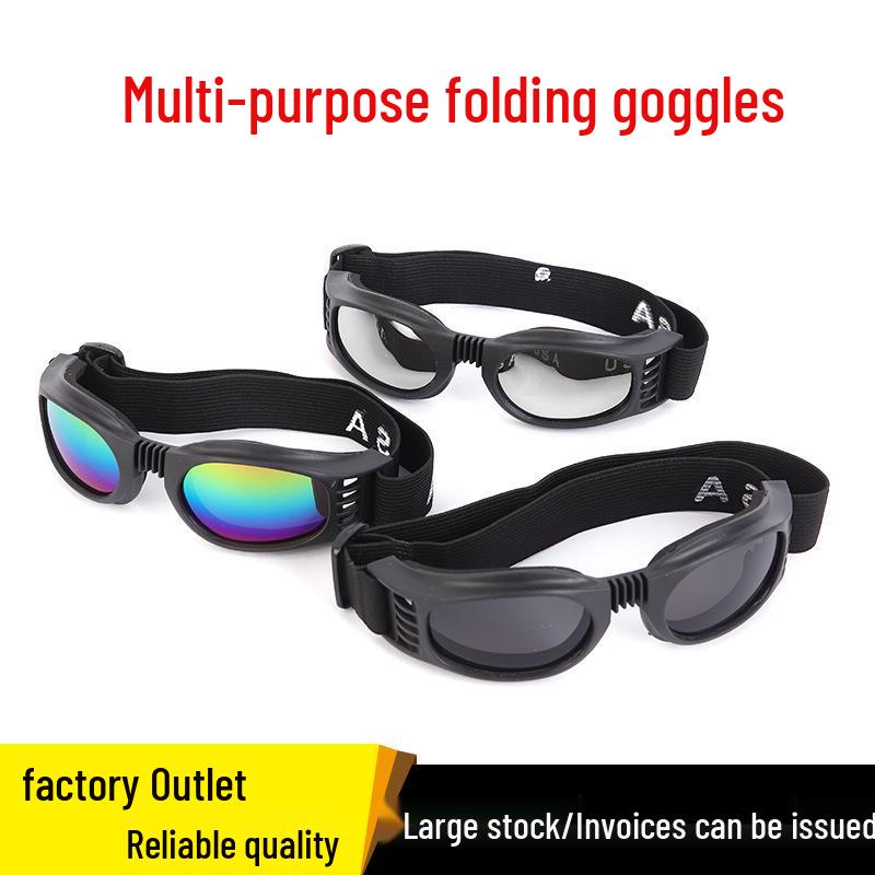 Foldable Multi-Purpose Protective Goggles: Anti-Fall, Windproof, Sandproof for Cycling, Industrial Safety, Skiing, and Drifting.