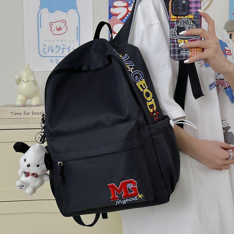 Schoolbag American Retro Letter Embroidered Backpack Junior High School Versatile Large Capacity Lightweight Travel Computer Bag