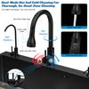 Black Kitchen Sink, Embedded/Top Mounted Stainless Steel Workbench Sink with Cutting Board & Drainage Basket, Single Bowl Sink with Accessories (31.5