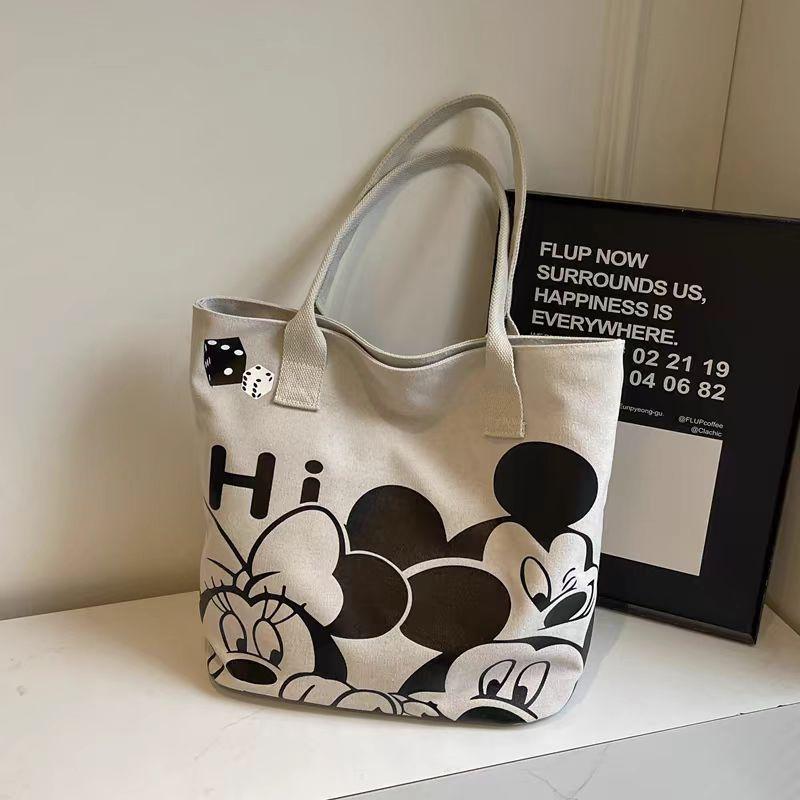 2025 Large Japanese Cartoon Canvas Tote Bag: Women's Thickened Commute Single Shoulder Bag